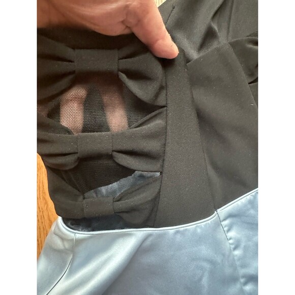 Blondie‎ Nites Party Dress Junior Size 7 Black Top Blue Satin Bottom Mini - Picture 7 of 10